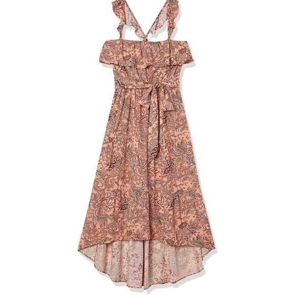 NWT Goodthreads Fluid Twill Vacation Ruffle Midi Maxi Dress, Pink Paisley - Picture 3 of 6